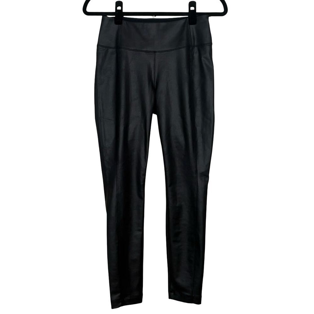 Athleta Delancey Gleam Tight Leggings Small Black Faux Leather High Rise